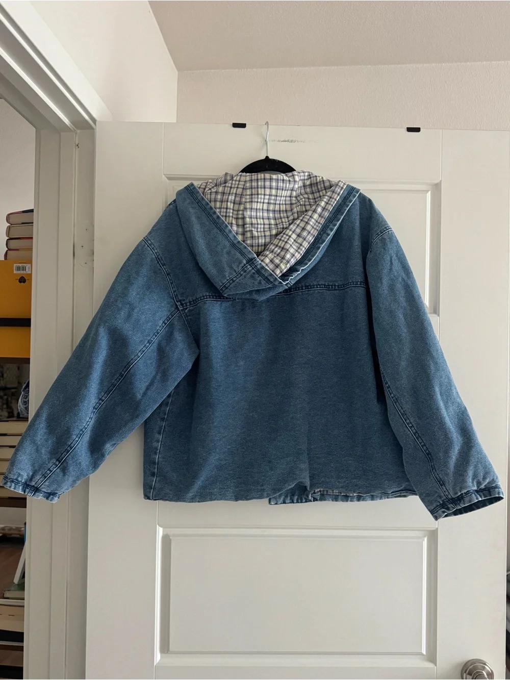 Aeropostale vintage Blue and White Plaid Lined Denim jacket - Picture 3 of 8